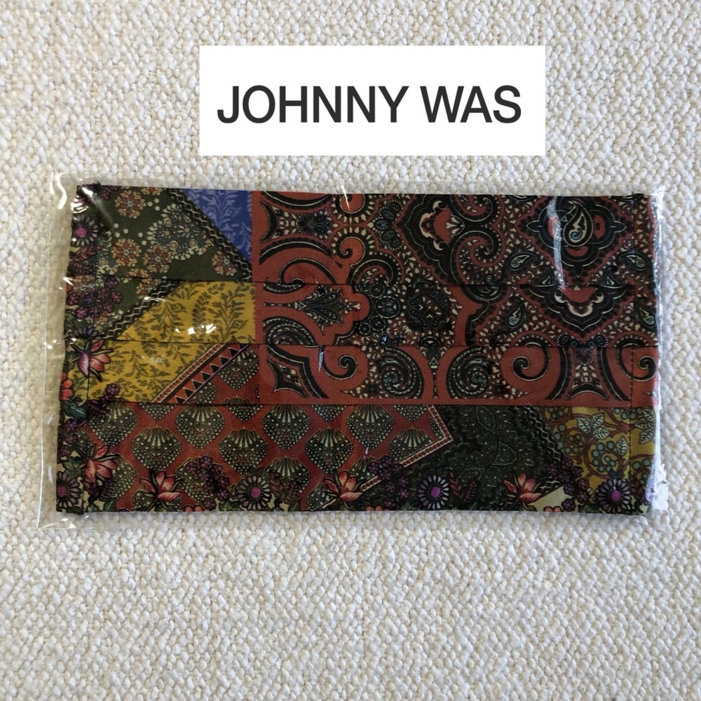 JOHNNY WAS NEW Multicolor Patchwork Sateen Face Mask
